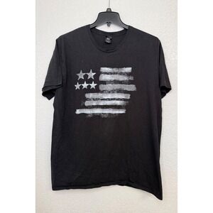 Hanes Perfect T Mens 2XL Black American Flag‎ Graphic Print T Shirt